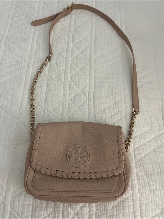 Tory Burch Handbags - Tory Burch Blush Pink Leather Whipstitch Chain Crossbody